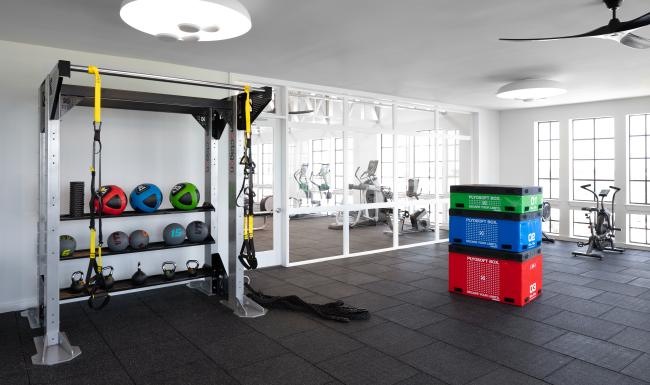 a gym with exercise equipment